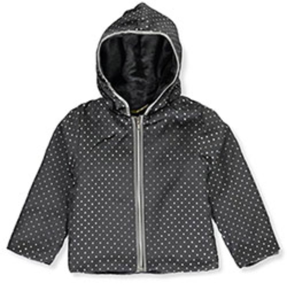 BABY GIRL CHARCOAL GREY COAT W/ SILVER POLKA DOTS